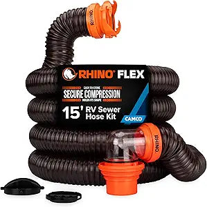 Rhinoflex 15' RV Sewer Kit w/ Swivel Fittings by Camco